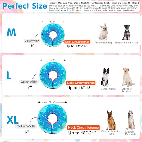 Image of BEAUTYZOO Dog Cone Alternative After Surgery for Large Medium Small Dogs, Soft Inflatable Cone Collar for Dogs Cats, Pet Neck Donut E Collar Dog Recovery Collars to Stop Licking, Blue Donut, M