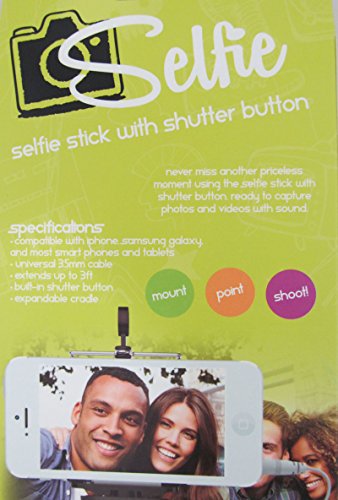 Hype ~ Selfie Stick ~ with Shutter Button and Expandable Cradle ~ Extends 3 Feet (Black)