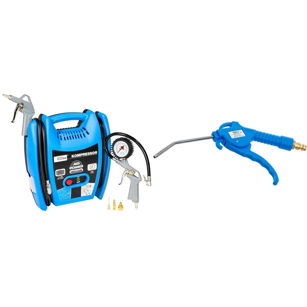 Güde Kompressor Airpower 180/08# 50077 & BGS 3208 | Druckluft-Ausblaspistole | 100 mm | Drukluftpistole | Griff aus blauem Nylon-Fiberglas