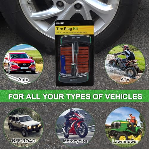 HolaKit Tire Plug Kit, 13PCS Tire Repair Kit with Self-Vulcanizing Plugs, Ergonomic Oversized & Rubber-Grip T-Handle Tools, Flat Tire Puncture Repair Tools for Cars, Motorcycle, ATV, SUV, etc - Image 6