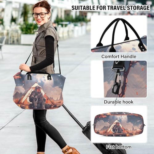 Large Travel Duffel Bag, Astronaut Moon Sports Tote Gym Bag, Shoulder Weekender Overnight Bag for Women Men, Carry On Luggage with Toiletry Bags 6