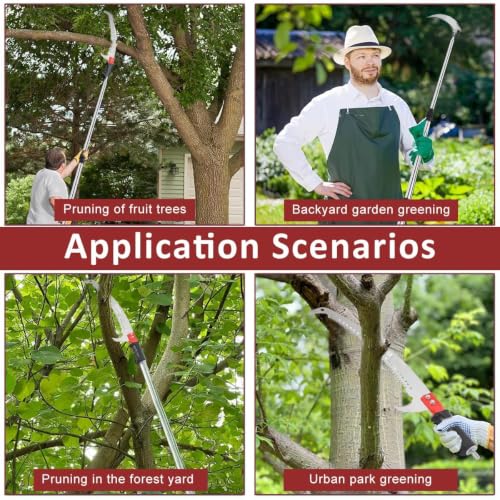 Image of Professional Tree Pruning Saw, Extendable Pole Saw with Curved Blade, Telescopic Handle for Garden Branch Cutting, Manual Tree Trimmer