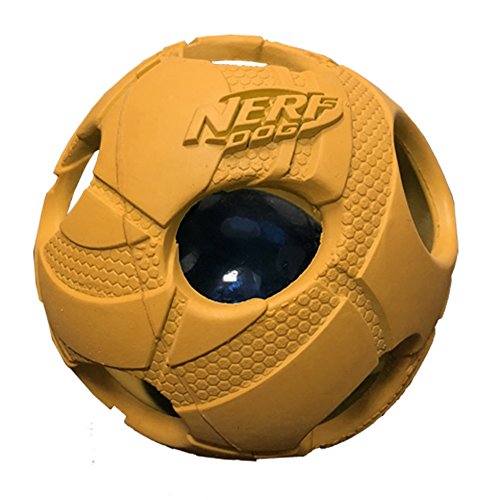 Nerf Dog Bash Ball Dog Toy with Interactive LED, Lightweight, Durable and Water Resistant, 3.5 Inches, for Medium/Large Breeds, Single Unit, Orange