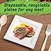 Tivcck 300 pack Compostable Square Paper Plates,6 Inch Dessert Plates,Heavy Duty Biodegradable Sugarcane Plate,Disposable Small Paper Plate for Daily Meals,Party,Picnic,Cake(White) 5