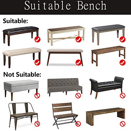 Comqualife Stretch Spandex Printed Dining Bench Cover - Anti-Dust Removable Upholstered Bench Slipcover Washable Bench Seat Protector For Living Room, Bedroom, Kitchen (Gold) #TOP6