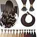SEGO Nano Ring Hair Extensions Human Hair Balayage Nano Beads Pre-bonded Seamless Hairpieces Loop Hand Tied Nano Tip Remy Hair Highlight Hair for Women 1g/strand 50g/pack -20 Inch /2 Dark Brown