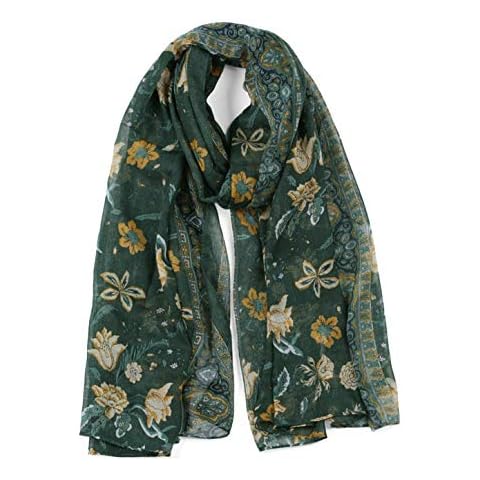 uxcell Large Polyester Scarves Beach Shawl Vintage Style Wraps For Women Dark Green 71"x35.5" Cover