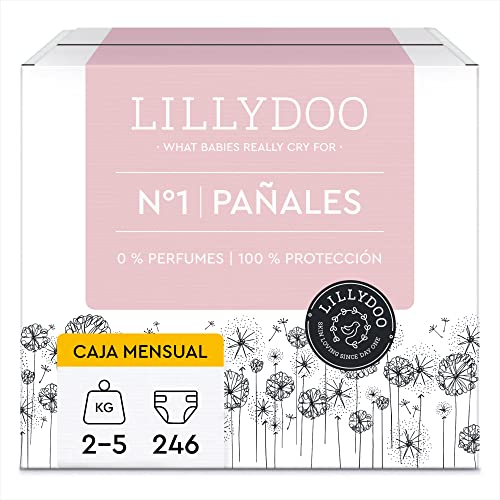 Pañales LILLYDOO, talla 1 (2-5 kg), 246 pañales, PACK AHORRO