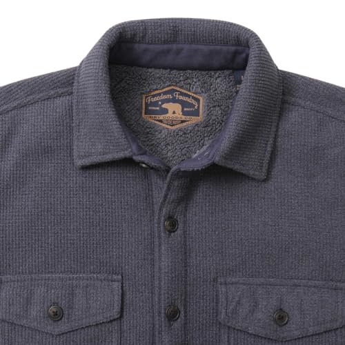 Freedom Foundry Men's Fleece Heavyweight Jackets Super Plush Sherpa Lined Jacket Shirt (Navy, Large)4