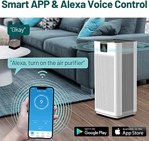 Jafända Large Home Air Purifiers For 4575 Sq Ft, With H13 Hepa Air Filters +3.38 Lb Activated Carbon, Support App & Alexa, Large Air Cleaner Remove 99.97% Dust Pollen Smoke Pet Allergies Odors Vocs #TOP2