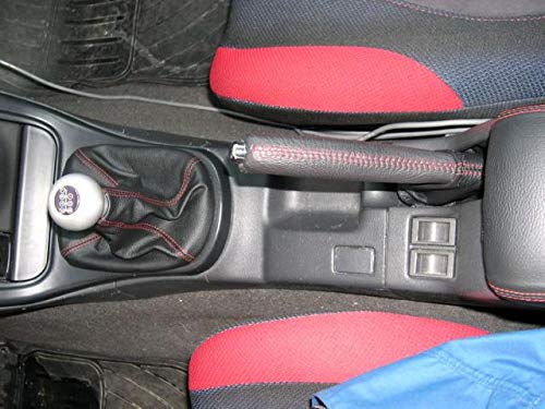 RedlineGoods Shift Boot Compatible with Subaru Impreza 1992-98. Tailor Made - not Universal. Genuine top-Grade Italian Black Suede (Alcantara) with Blue Thread