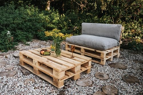 Gutekissen® Palettenkissen, Gartensofakissen, Sitzkissen, Rückenkissen, gefüllt mit Pulirethangranulateinlage, viele Farben und Größen PWL (Sitzkissen 120x80, Dunkelgrau)