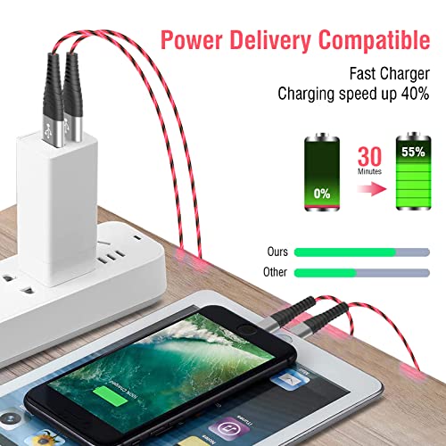 Oliomp Long Ipone Charger Cord, 3Ft Mfi Certified Led Light Up Lightning Cable Apple Chargers For Iphone 13/12/12 Pro Max/11/11 Pro/Se 2020/Xr/Xs Max/X/8 Plus/8/7 Plus/7/Ipad Pro Mini More #TOP1