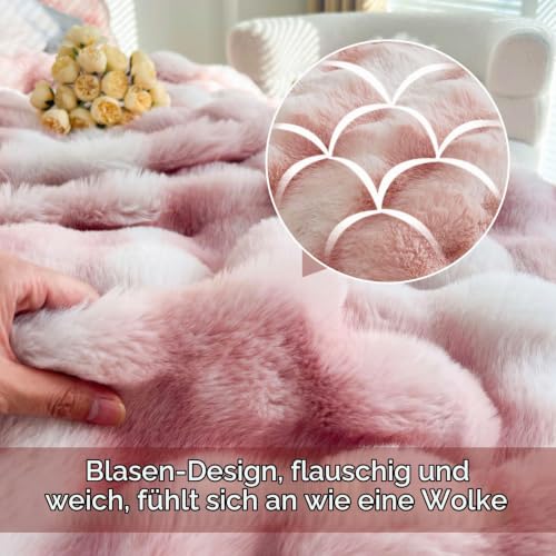 Kuscheldecke Kaninchen Plüsch Decke Super Soft Wohndecke Dick 1000 G/M² Flanell Decke Warme Überwurfdecke Sofadecke Vielseitig Blanket Für… – Ansicht 3