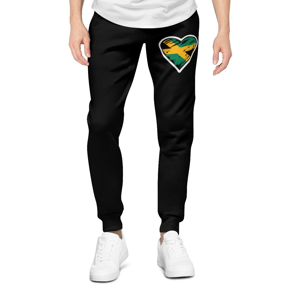 Equatorial Guinea Guinean Flag Heart Sweatpants for Men Sweat Jogger Pants with Pockets Long Casual