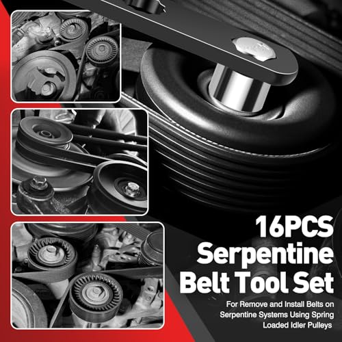 Image of DNA MOTORING 16pc Serpentine Belt Tool Set, Install Remove Serpentine Belts For Spring Loaded, With Case, TOOLS-00539