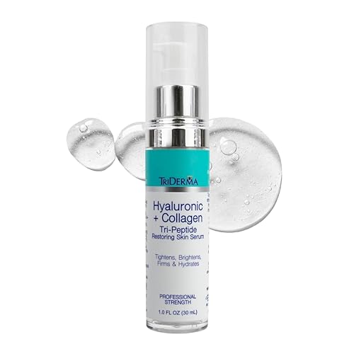 TriDerma Suero de ácido hialurónico para cara con péptidos de colágeno, 5% niacinamida y matrixyl 3000, suero facial antienvejecimiento de fuerza