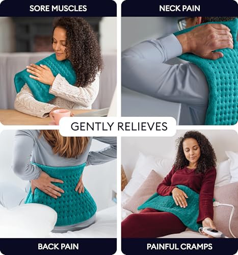 Image of GENIANI Electric Heating Pad for Back Pain & Cramps Relief, Electric Throw, Self Care Gifts for Women, Heating Pad for Neck & Shoulder, Machine Washable Microplush, Auto Shut Off12x24 inch, Viridian Green