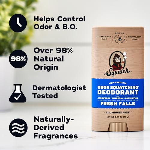 Dr. Squatch Natural Men’s Deodorant – Aluminum Free Natural Deodorant Men with Charcoal & Postbiotics for 72-Hour Odor Protection – Alpine Sage + Fresh Falls, 2.65oz Stick (2-Pack) - image 5