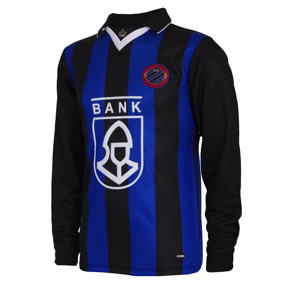 Copa - Camiseta de Fútbol - Hombre - Club Brujas 1998/99 - Retro - Manga Larga - Negro/Azul - 100% poliéster