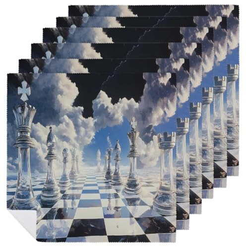 Servilletas de tela reutilizables Chess Art suaves, juego de textiles de cocina cuadrados 2