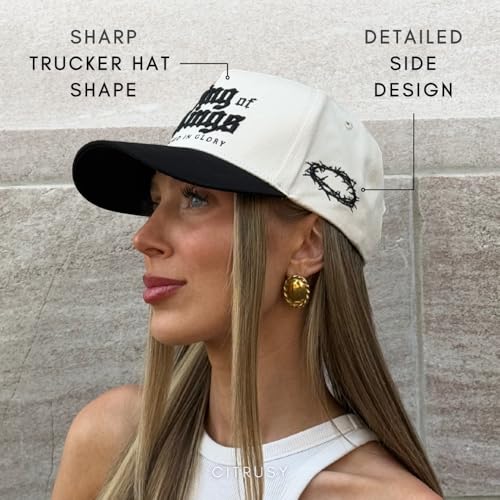 Image of Vintage Faith & Forever Trucker Hat | Men & Women | Christian Cross Jesus Hats | Bachelorette Bride Hat | Cotton | Snapback