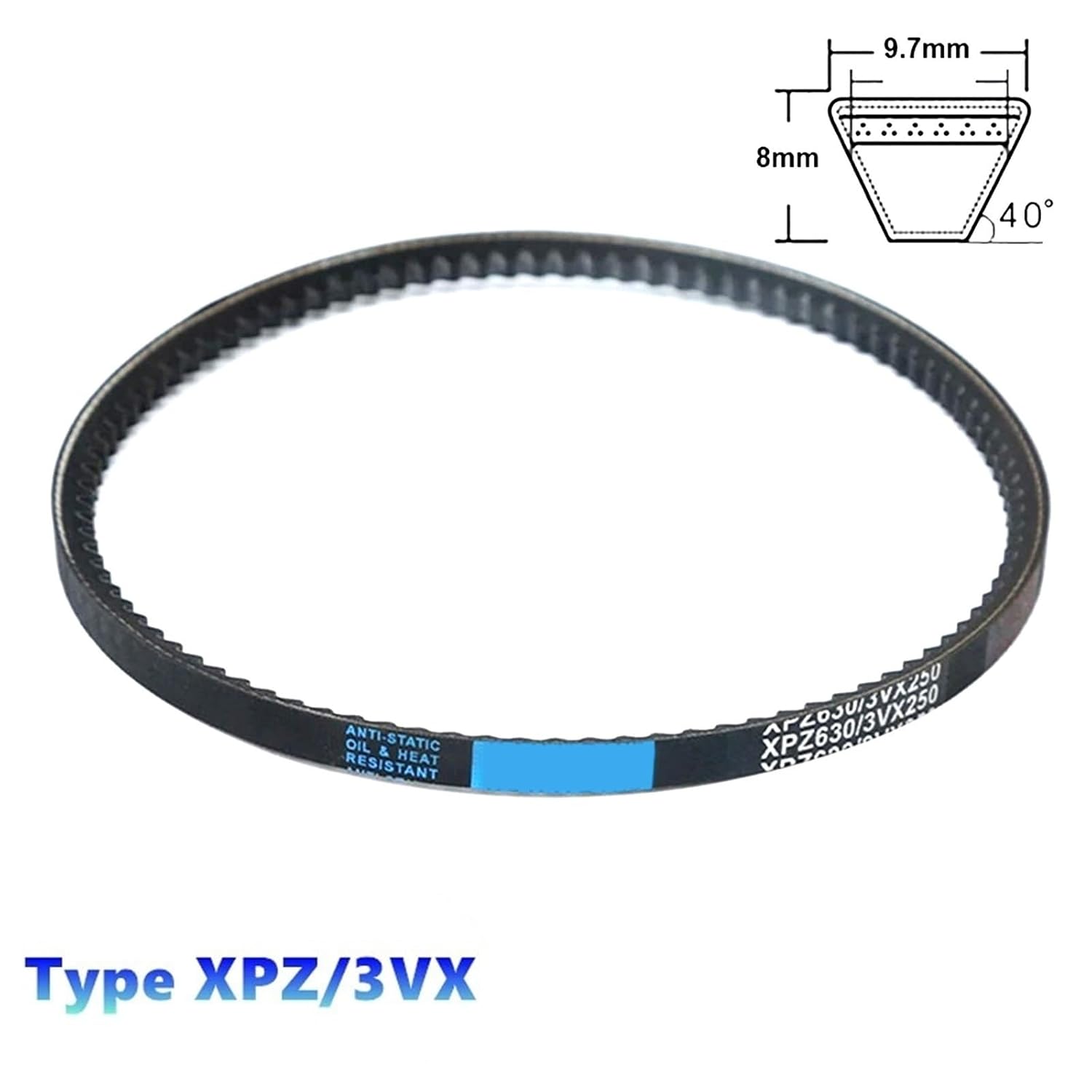 XPZ 3VX Raw Edge Cogged V-Belt, Toothed Drive Belt for Industrial Machinery, Multiple Sizes (512mm to 1050mm)(Ld 987mm)