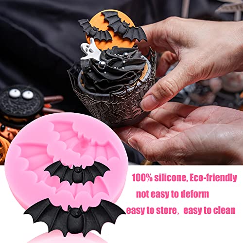 Mujiang Halloween Silicone Mold Bat Fondant Molds Ghost Pumpkin Star Moon Candy Mold For Cake Decorating Cupcake Topper Candy Chocolate Gum Paste Polymer Clay Set Of 6 #TOP3