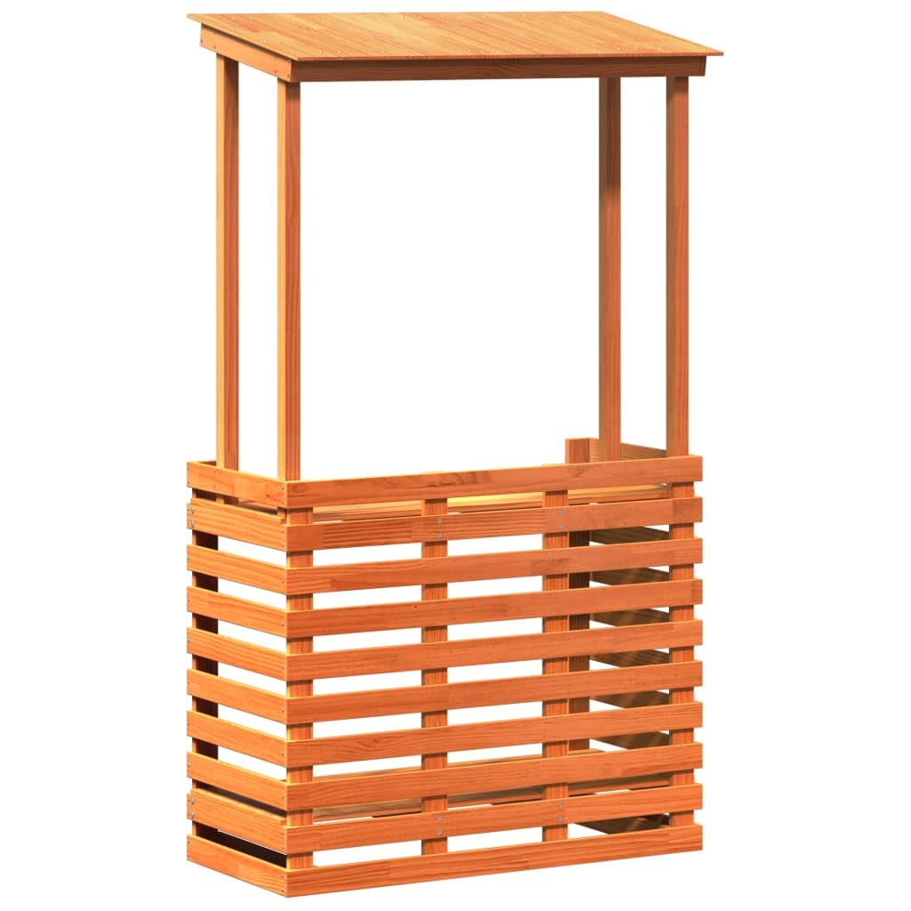 vidaXL Gartenbar, Gartentheke mit Dach Ablage, Bartisch Stehtisch Tresentisch für Garten, Theke Bar Tresen Gartenmöbel, Braun Massivholz Kiefer