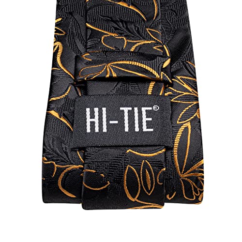 Image of Hi-Tie Men's Tie Sets Silk Paisley Striped Necktie Pocket Square Cuff-links Sets Wedding Business Holiday