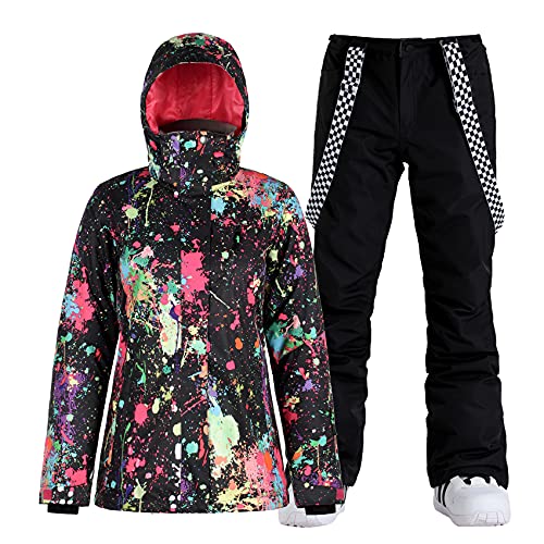 GSOU SNOW Women Ski Jacket and Pants Set Waterproof Snowsuit Snowboard Jacket Insulated Coat with Hooded