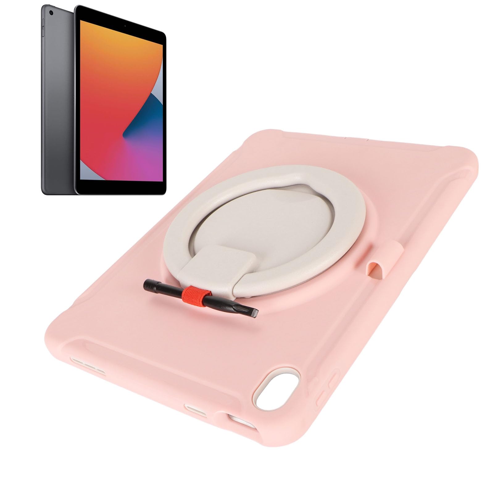 Generic Custodia Tablet Antiurto Rosa per Tablet IOS 10 2022 con Custodia per Penna Supporto Girevole a 360 Gradi - Ritagli Precisi per Protezione per IOS, per Modelli Applicabili - Materiale PC Rosa