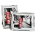 Amazing Roo 5x7 Mirrored Edged Glass Photo Frame Silver Bling Glitter Picture Frames Set of 2