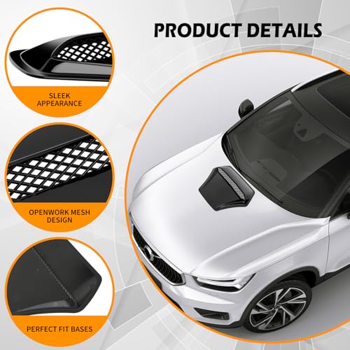 Image of DREAMOTOR Hood Scoops For Cars, Universal Hood Scoop Vents, Automotive Hood Scoops for Trucks Compatible with F150 F250 F350 Dodge Ram 1500 2500 Toyota Tundra GMC Sierra 1500 2500 Jeep Wrangler