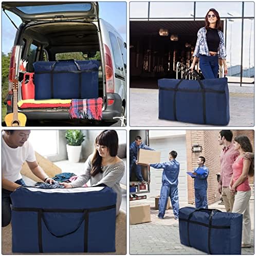 Mocalaca 150L Large Storage Bags 2 Pack, 1680D Oxford Organizer Bags Moisture proof with Handles and Zippers Ideal for Bedding, Duvets, Pillows, Clothes or Housing Moving, 90 x 58 x 28 cm, Bule