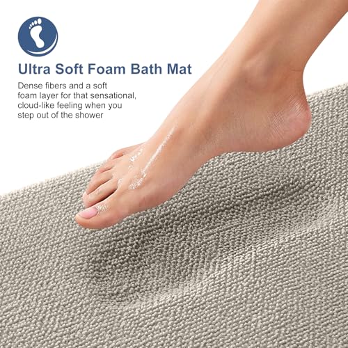 Image of OLANLY Thick Memory Foam Small Bathroom Rugs 24x16, Extra Soft Absorbent Bath Rug, Quick Dry Bath Mats, Non-Slip, Machine Washable Mat for Bathroom, Tub and Shower, Home Decor Accessories, Warm Taupe