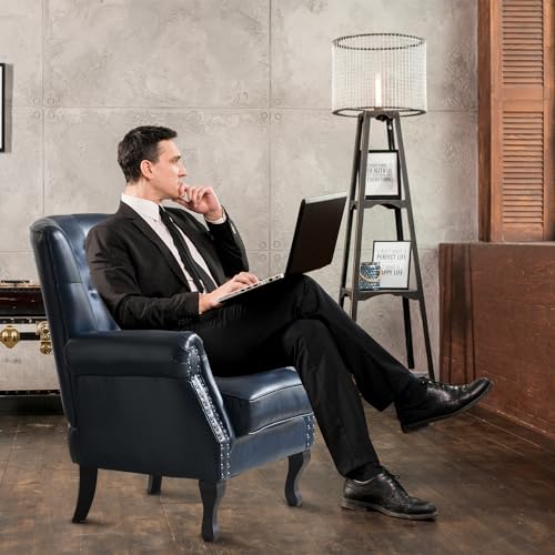 Navy PU Leather Accent Chair - Stylish & Durable - Image 5
