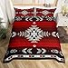 Feelyou King Size Southwest Native Design Duvet Cover Southwestern Geometric Bedding Set for Kids Ultra Soft Tribal Comforter Cover Set Red Grey Bedspread Cover Room Decor Bedclothes Zipper
