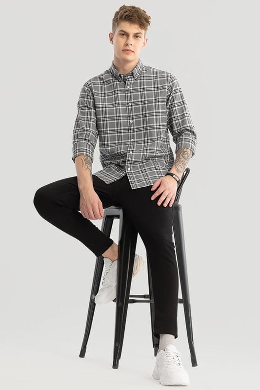 Image of Men's Cotton Casual Printed Checkered Stylish Shirt for Men