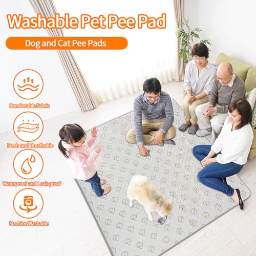 Image of Large Washable Pee Pads for Dogs, 63 inchx63 inch Reusable Puppy Pee Pads, Foldable Dog Crate Pads Prevent Leakage Non-Slip, Reusable Potty Pads for Dogs, Pet Training Pads for Floor Protector