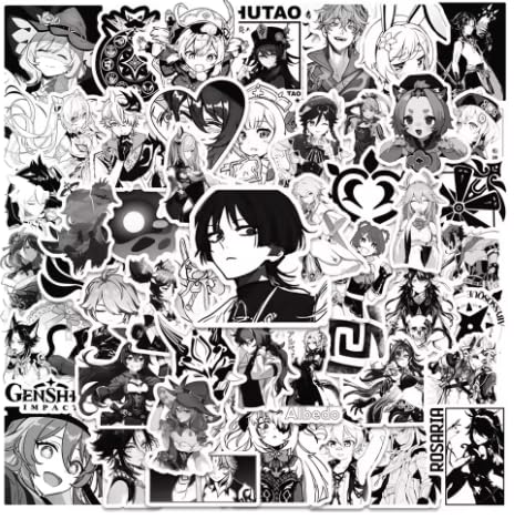 50Pcs Anime Stationery Stickers Genshin Impact Chibi Cute Kawaii Sticker Stationery Student Cartoon Manga Waterproof Graffiti Decorate Style 2