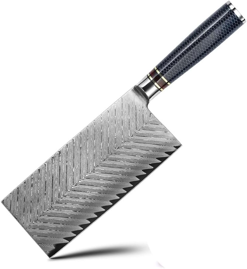 Meat Cleaver,Cleaver Knife, 7 Inch Professional Chinese Chef Knife VG10 Damascus Steel Blade Meat Cleaver Luxury Resin Handle Slicing Kitchen Knives