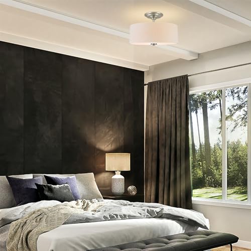 Image of Kira Home Addison 13 inch Modern Drum Semi Flush Mount Ceiling Light, 2-Light