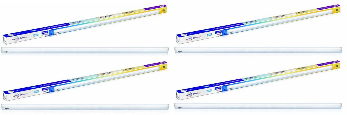 Wipro Garnet Plus 22W 3 in 1 Colour Changing LED Batten | 4 Ft | CCT | Mood Lighting | Coolwhite - Neutralwhite - Warmwhite | Bright & Energy Efficient Tube Light For Bed Room, Hall, Office| Pack of 4