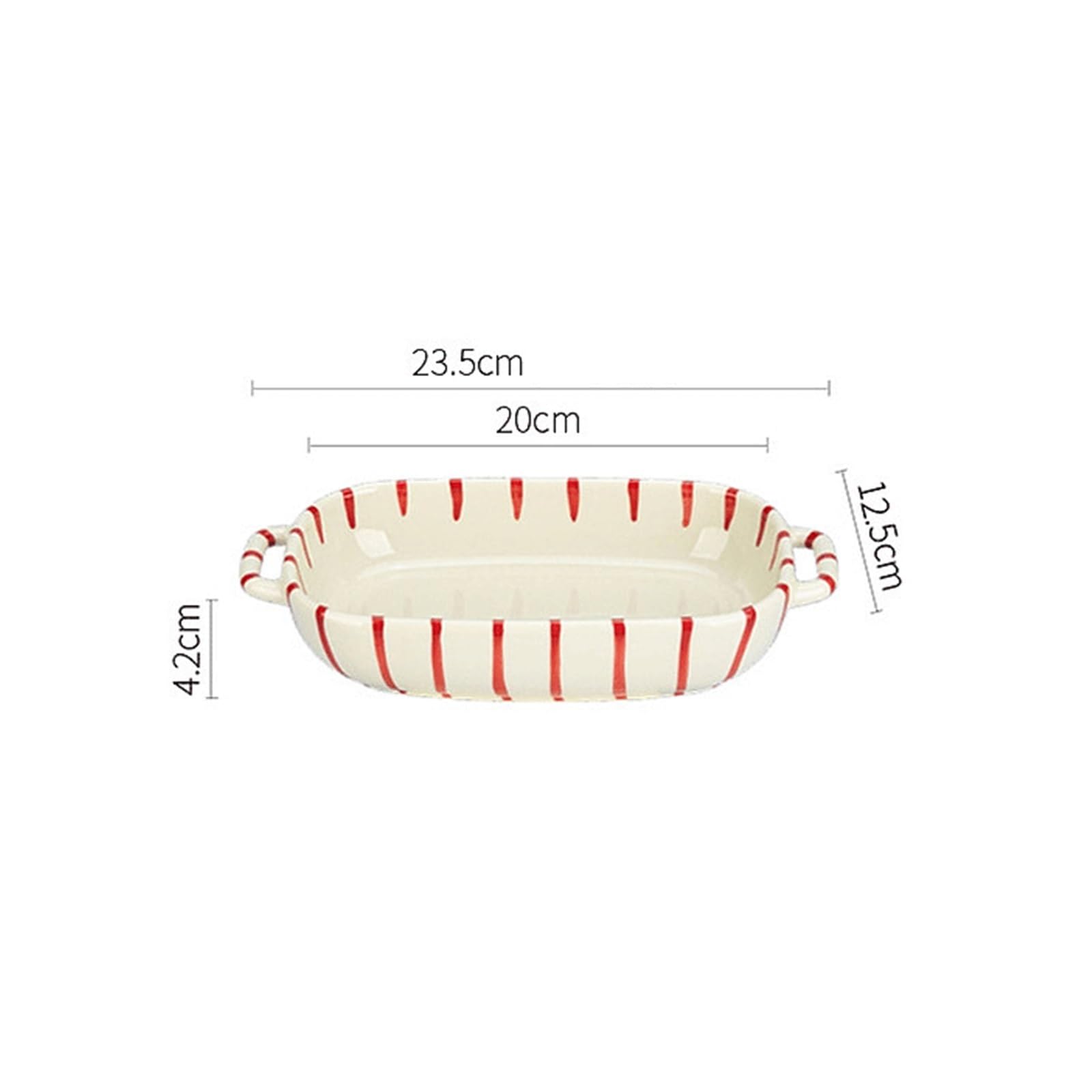 Plat Four Plat de Cuisson rectangulaire Rouge rayé avec poignées Plat Gratin