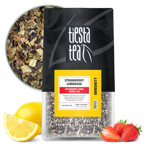 Image of Tiesta Tea - Strawberry Lemonade, Loose Leaf, Strawberry Lemon Herbal Tea, Premium Non-Caffeinated Fruit Blend, Make Hot or Iced & Brews Up to 200 Cups, 16 Ounce Resealable Bulk Pouch