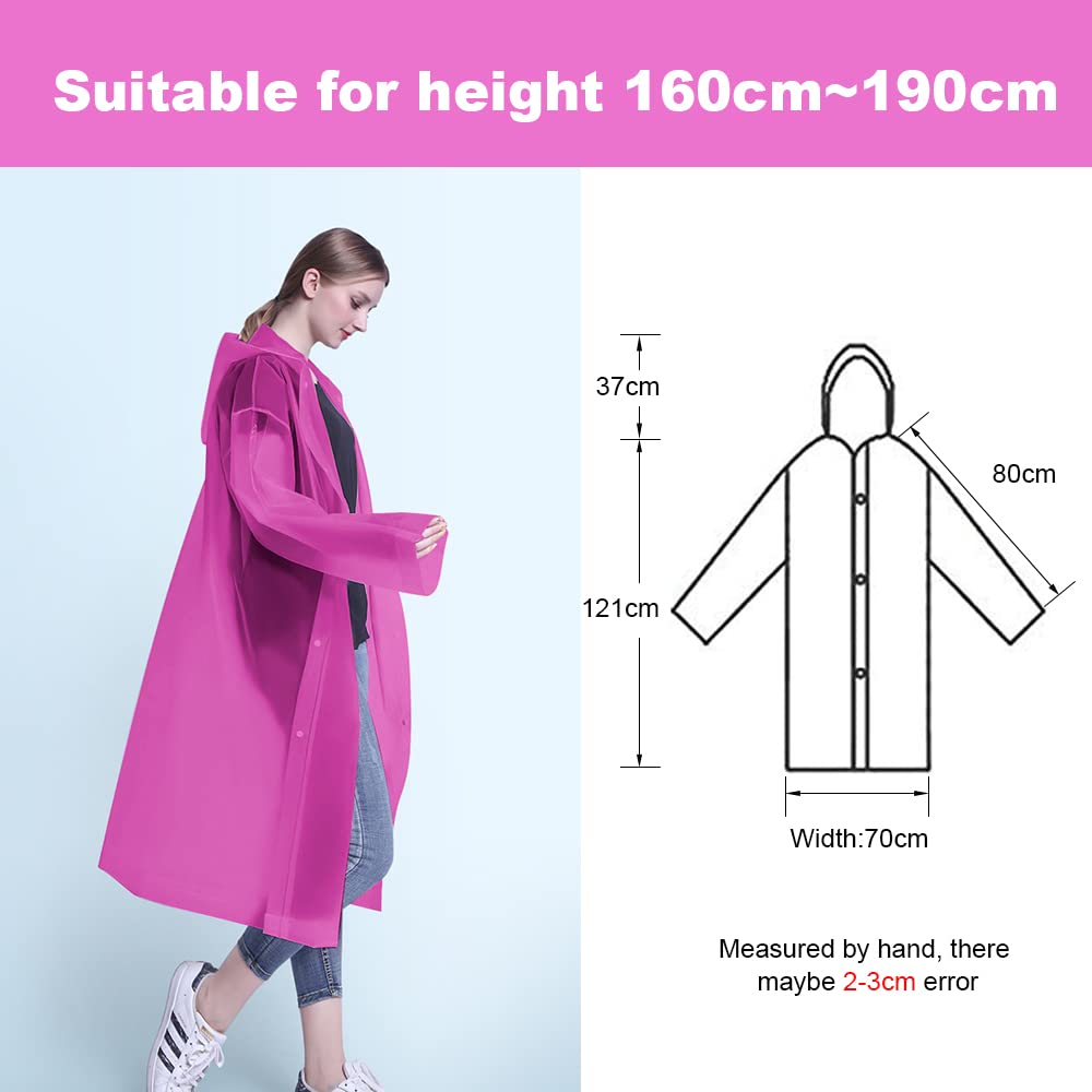 Vicloon Poncho Impermeabile, 2 Pcs Impermeabile per Adulti da Portatile Eva Trasparenti Riutilizzabili, Cappotto di Pioggia Poncho per Uomo e Donna per Pesca, Parchi Acquatici e Altro Ancora