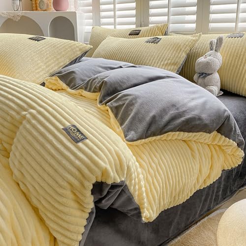 掛け布団カバー あったか 寝具カバー イエロー グリーン マイクロファイバー フランネル シープボア 両用タイプ 発熱二枚合わせ ボア 180x220cm 掛けふとんカバー 掛布団カバー カラー ふとんカバー 洗える 冬 毛布カバー 掛けカバー