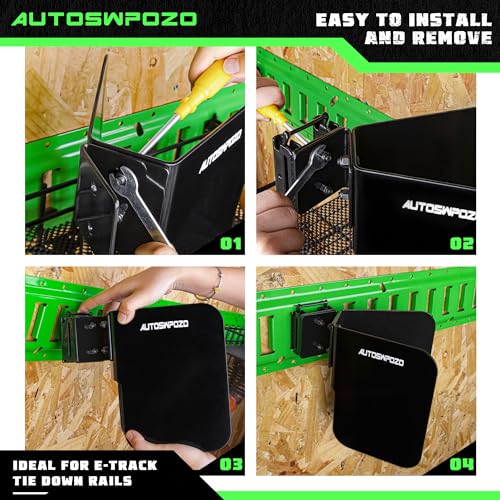 Image of Motorcycle E-Track Wheel Chock, Mount Motorcycle, Bike and Dirt Bike in Enclosed Trailers, Trucks, and Warehouse with E-Track, Fit Tires up to 6 inch Wide, E Track Accessories, 4 Pack (Black)