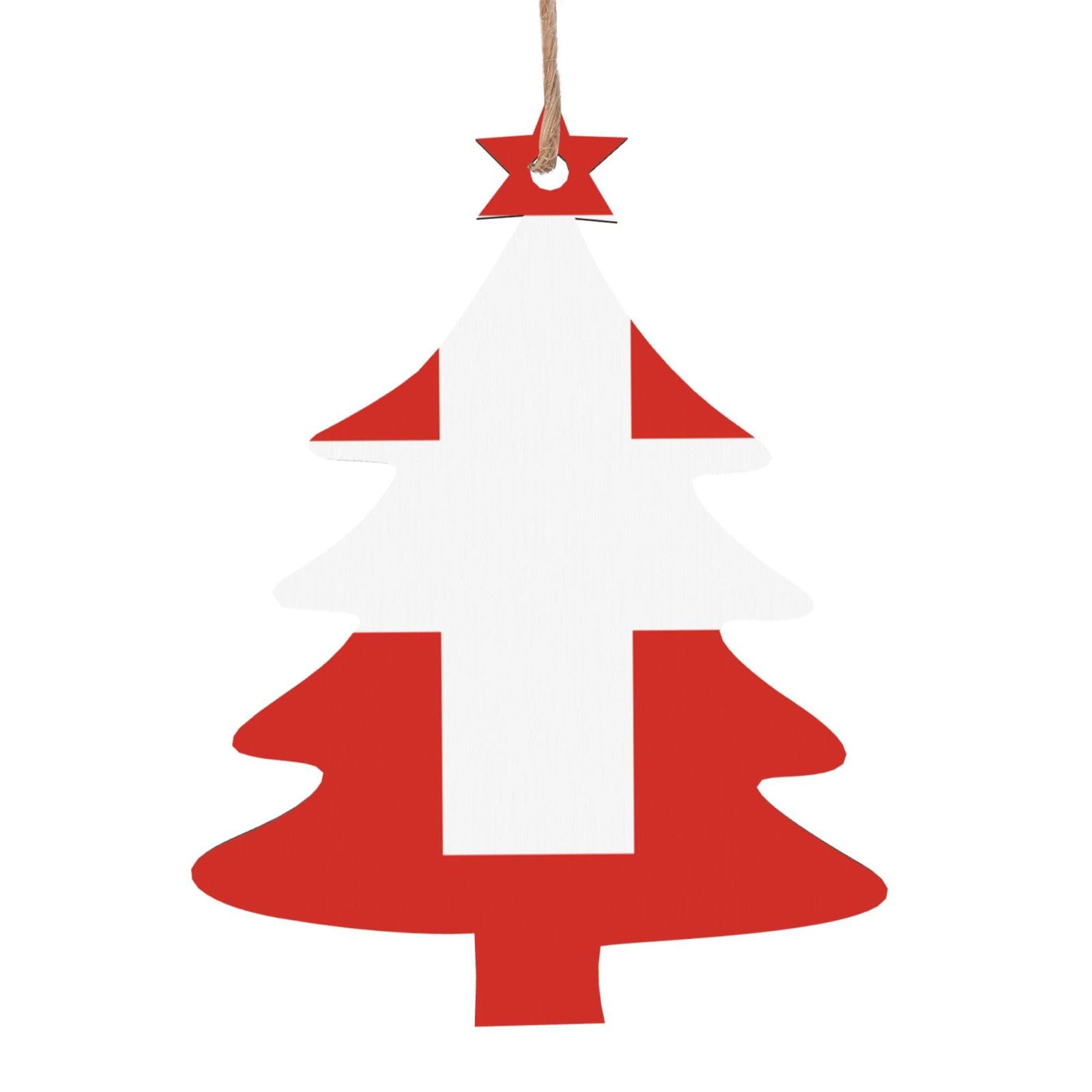 Swiss Flag Printed Christmas Wooden Pendants, Simple and Environmentally Friendly, Holiday decorationsã€‚